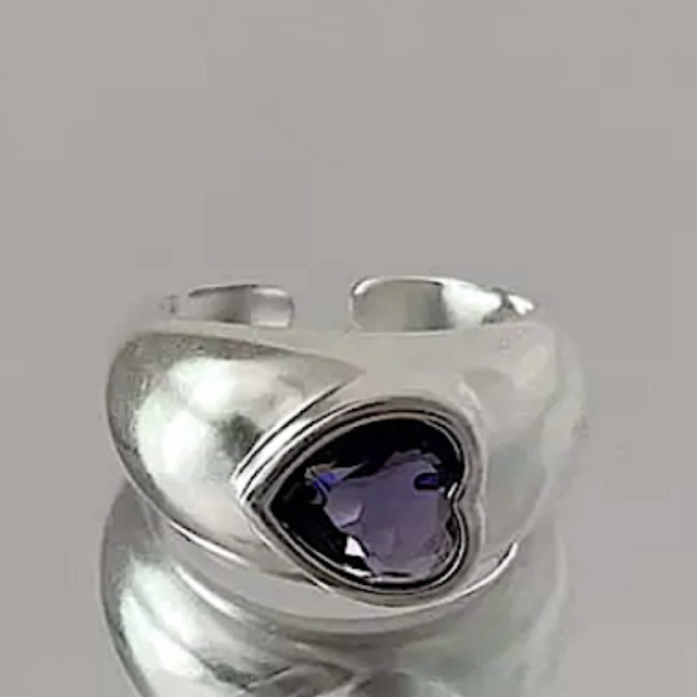 Stampd Silver Ring with Purple Gem
